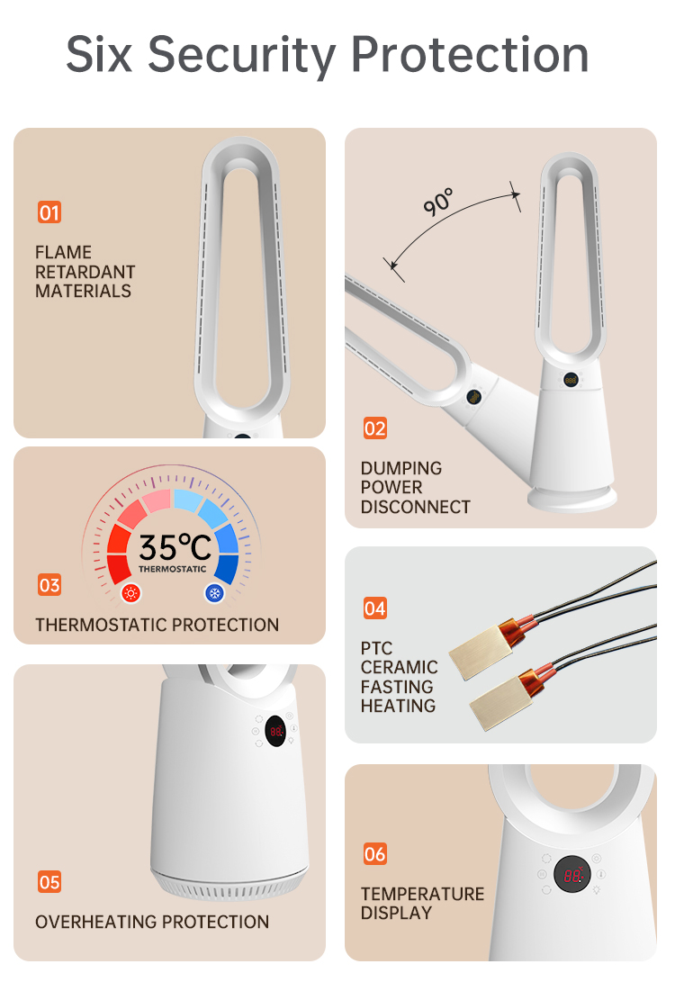 Hot Style Household Air Purifier Bladeless Fan Air Circulation Fan Hot and Cool Cooling Tower Fan Heater