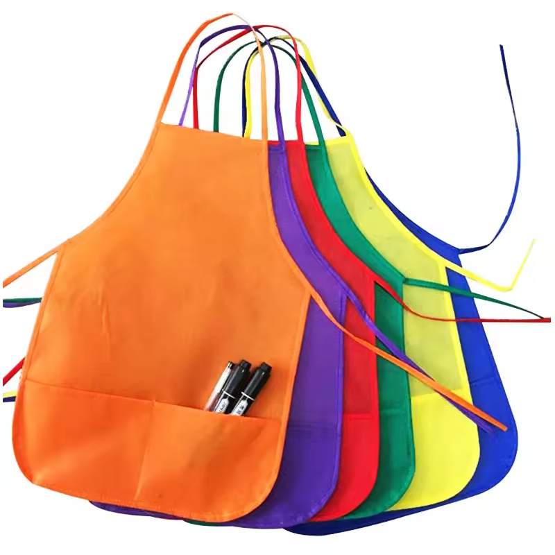 BBQ Kids Non Woven Disposable Cooking DIY Apron with Pocket