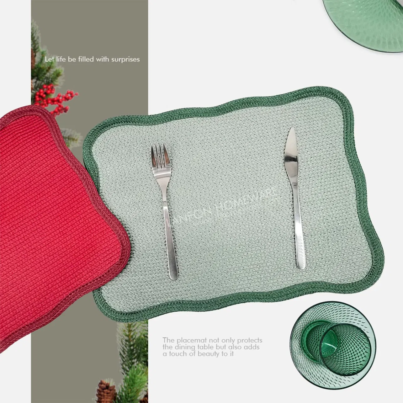 Beautiful Color Matching Dinner Mat Home Dining Table Decoration Placemat