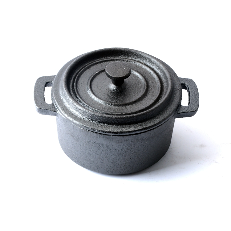 Мини-чугунная жаровня с крышкой, предварительно прокаленная