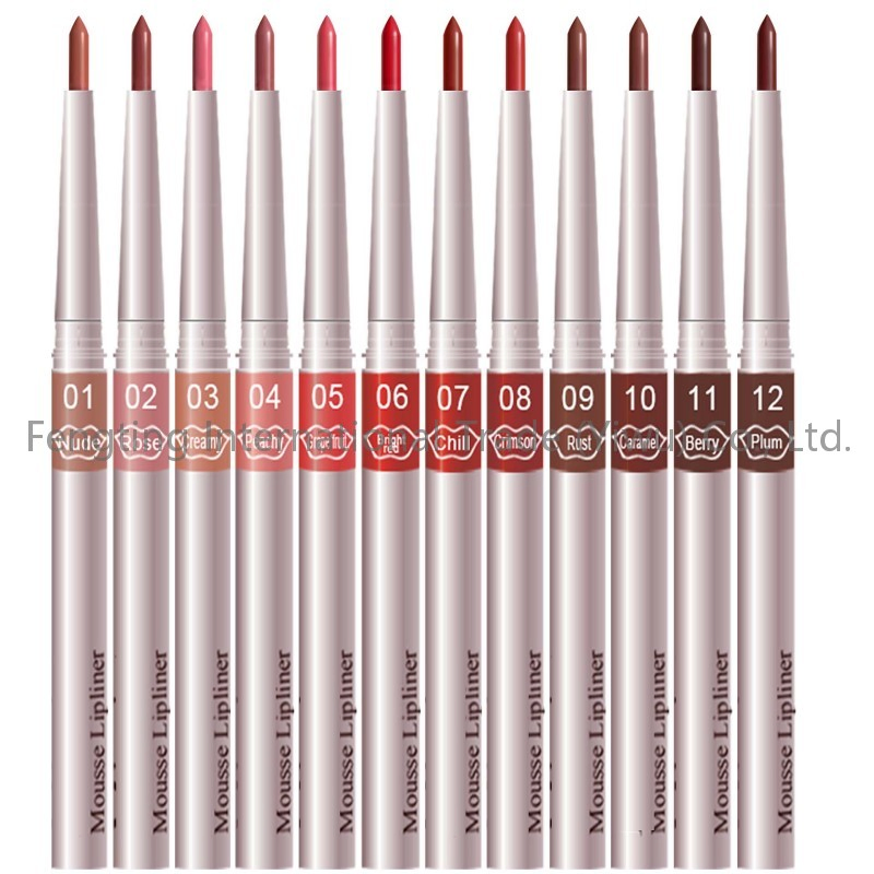 12-Piece Rotating Lip Liner Pen Set Long Wear Matte Lip Pencil Smooth Prone Not Fading Wholesale Makeup Lip Highlighters