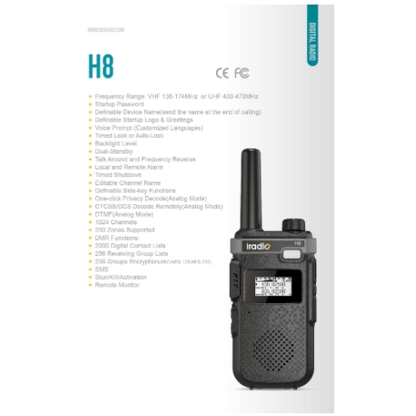 Hot Sale Iradio Digital Walkie Talkie H8 Two Way Radio