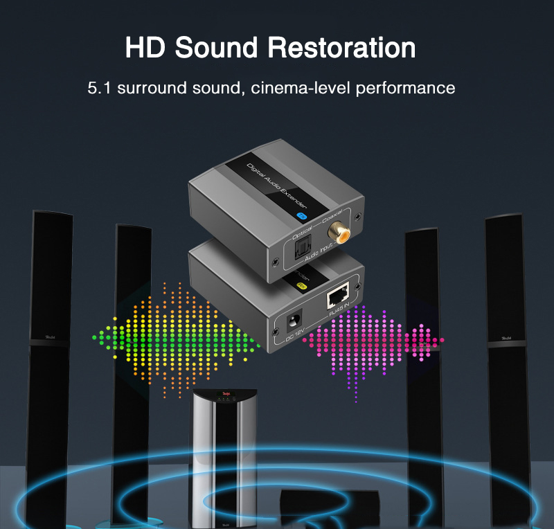 Конвертер оптического аудио в коаксиальный по Ethernet до 500 м