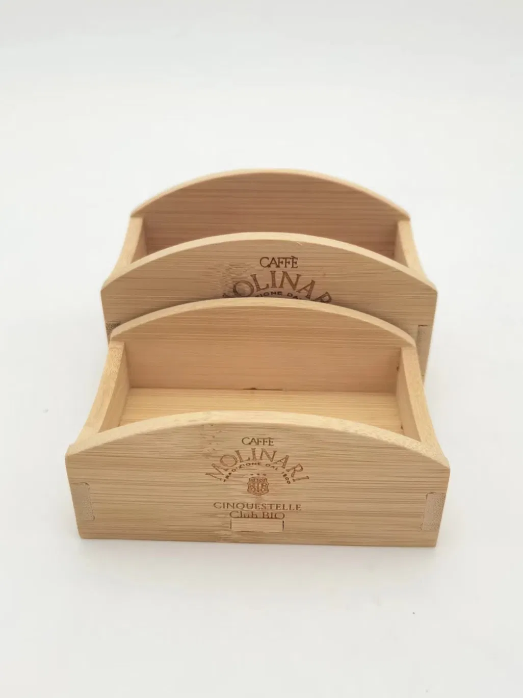 Sustainable Natural Wood Bamboo Custom Laser Logo Coffee Tea Bag Sugar Bag Holder