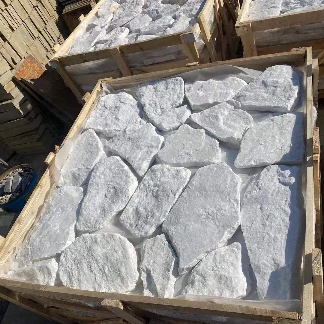 Pari Natural Marble Loose Stone Paving Stone Split Surface 15-35X15-35cmx2-3.5cm for Garden Landscape/Outdoor Project/Wall Tile/Floor Tile