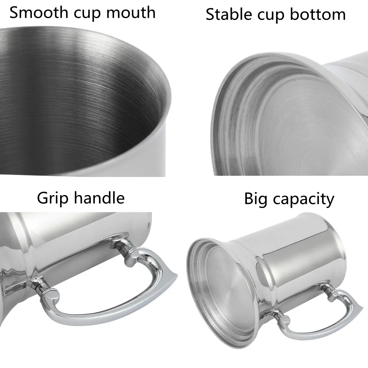 Stainless Steel Cup with Handle, Club Flame Stein for Pilsners and Lagers