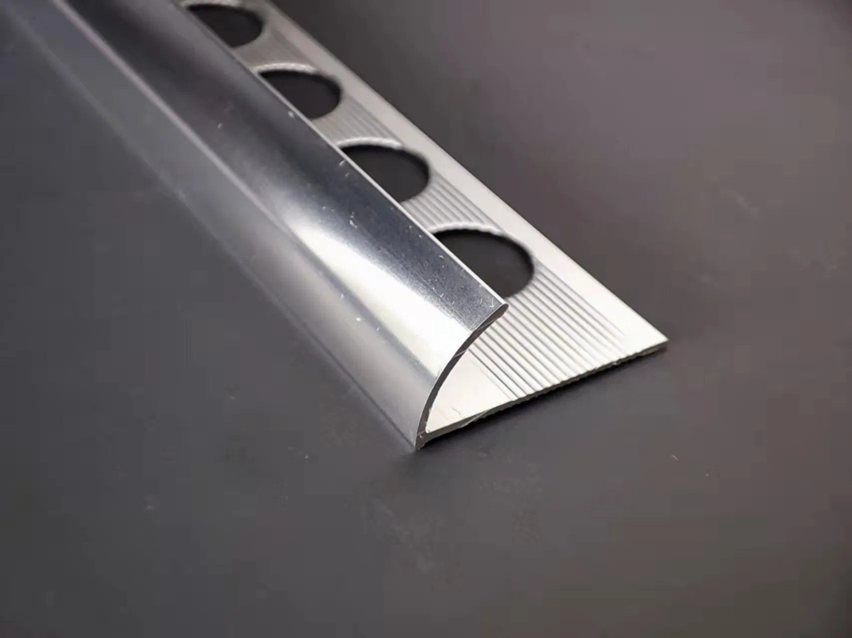 Aluminum Quarter Round Open Tile Strip Trims Bright Silver