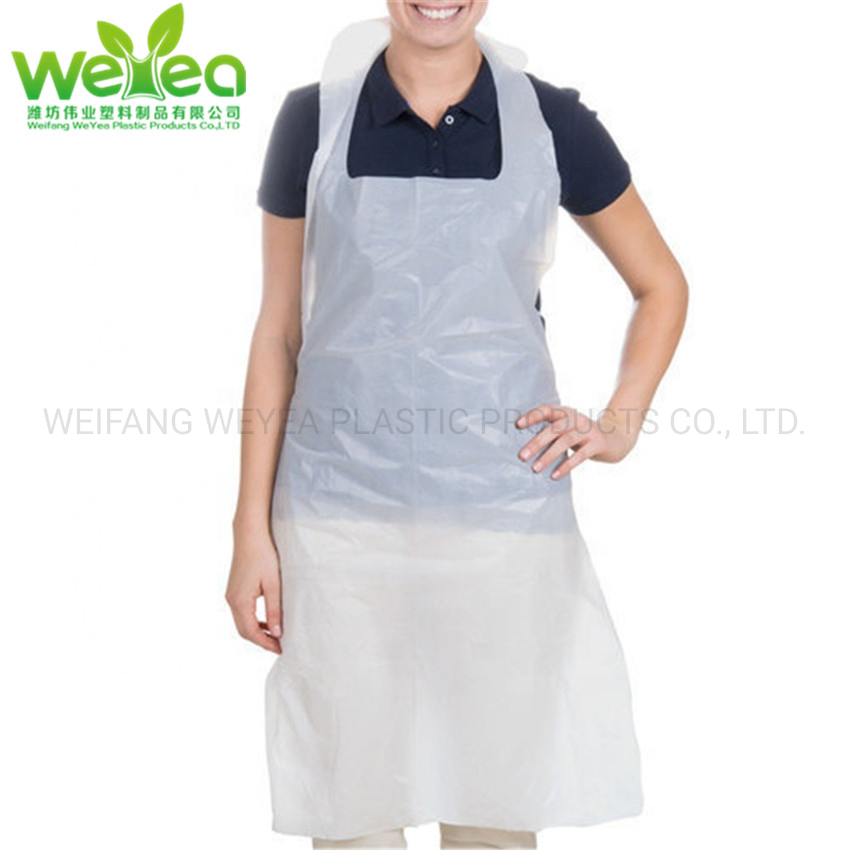 White Embossed Plastic Disposable PE HDPE LDPE CPE Kitchen Aprons