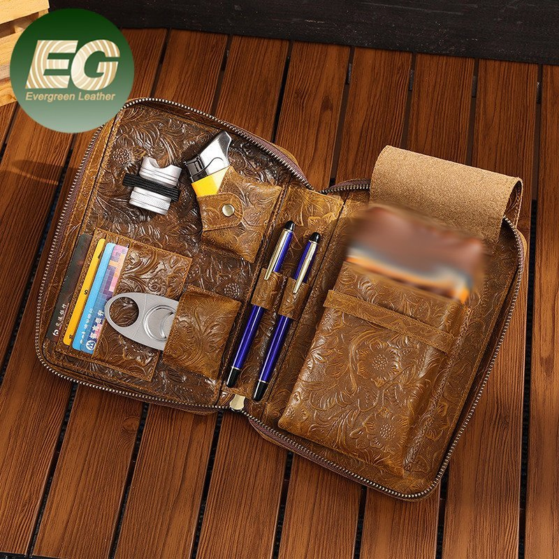 Ga216 Custom Portable Travel Carry Cigarette Cases Luxury Humidor Leather Cigar Case