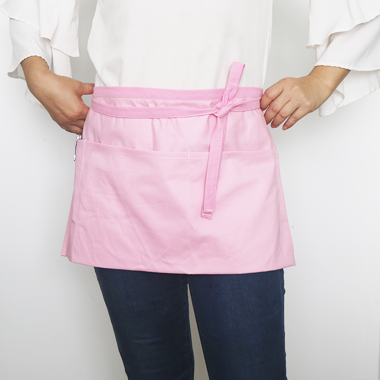 Wholesale Cotton Restaurant Cooking Kitchen Waiter Pink Short Waist Apron