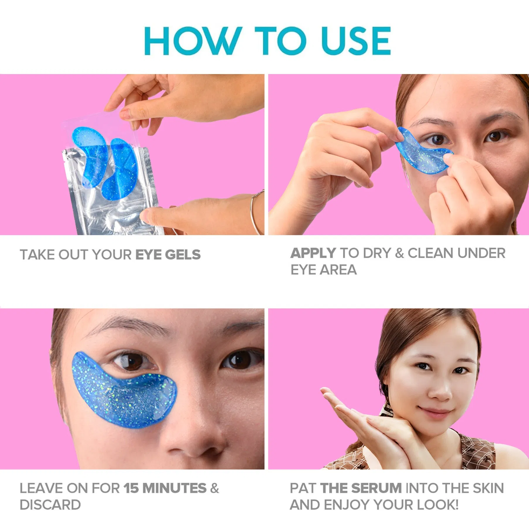 Wholesale Private Label Dark Circle 24K Gold Foil Hyaluronic Acid Collagen Eye Pad Patch Mask