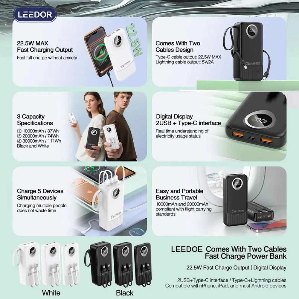 Leedor 22.5W Max Output Three Capacities Power Bank