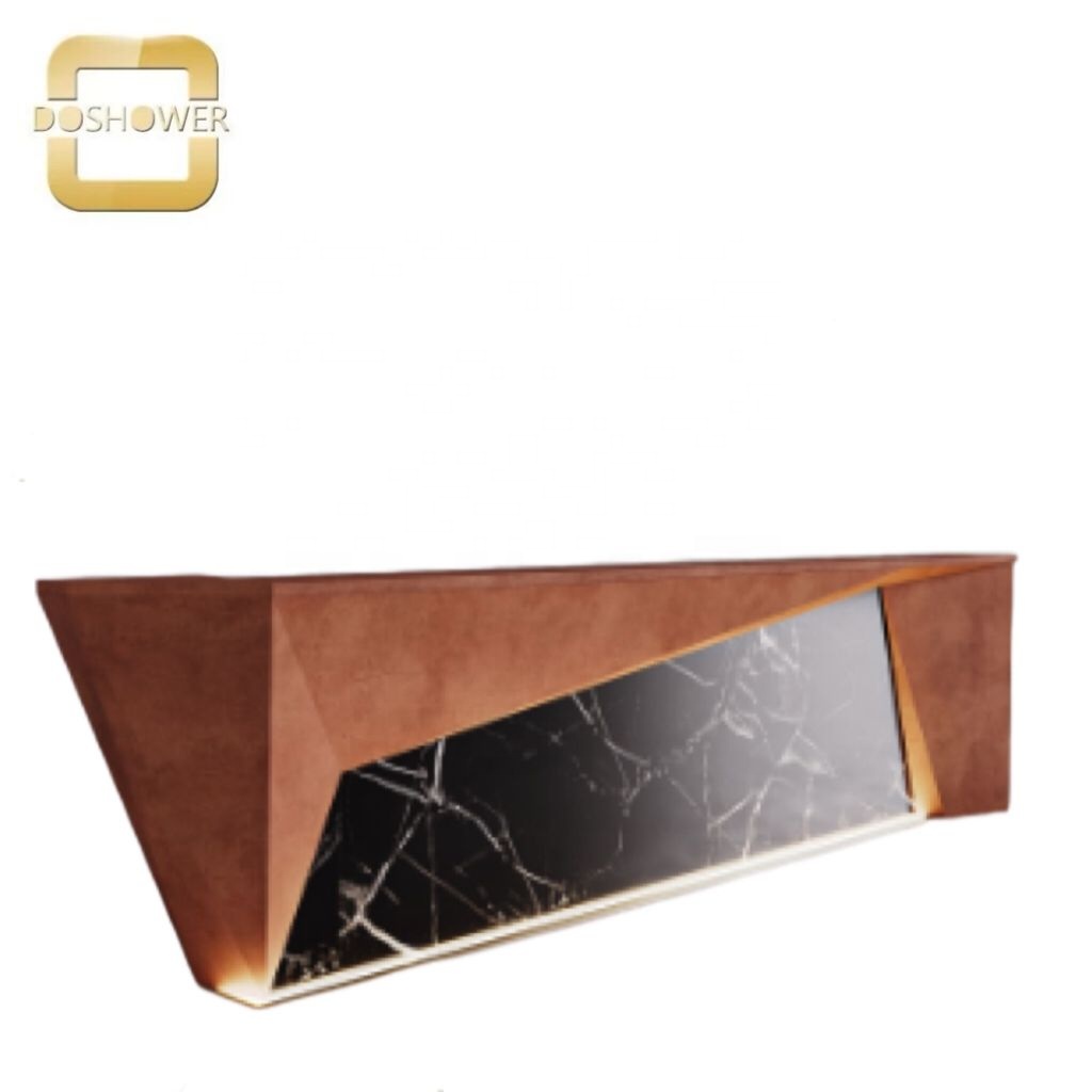 Стойка ресепшн для салона красоты черная с местом хранения