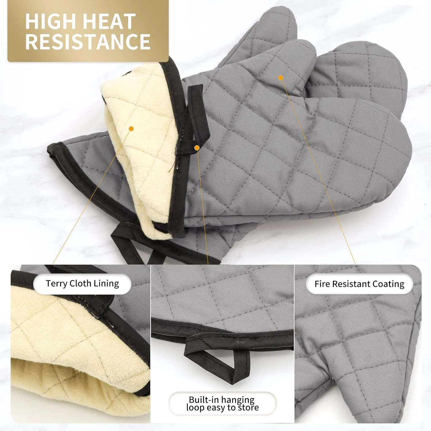 Premium Heat Resistant Quilted Lining Kitchen Gloves for Safe Cooking