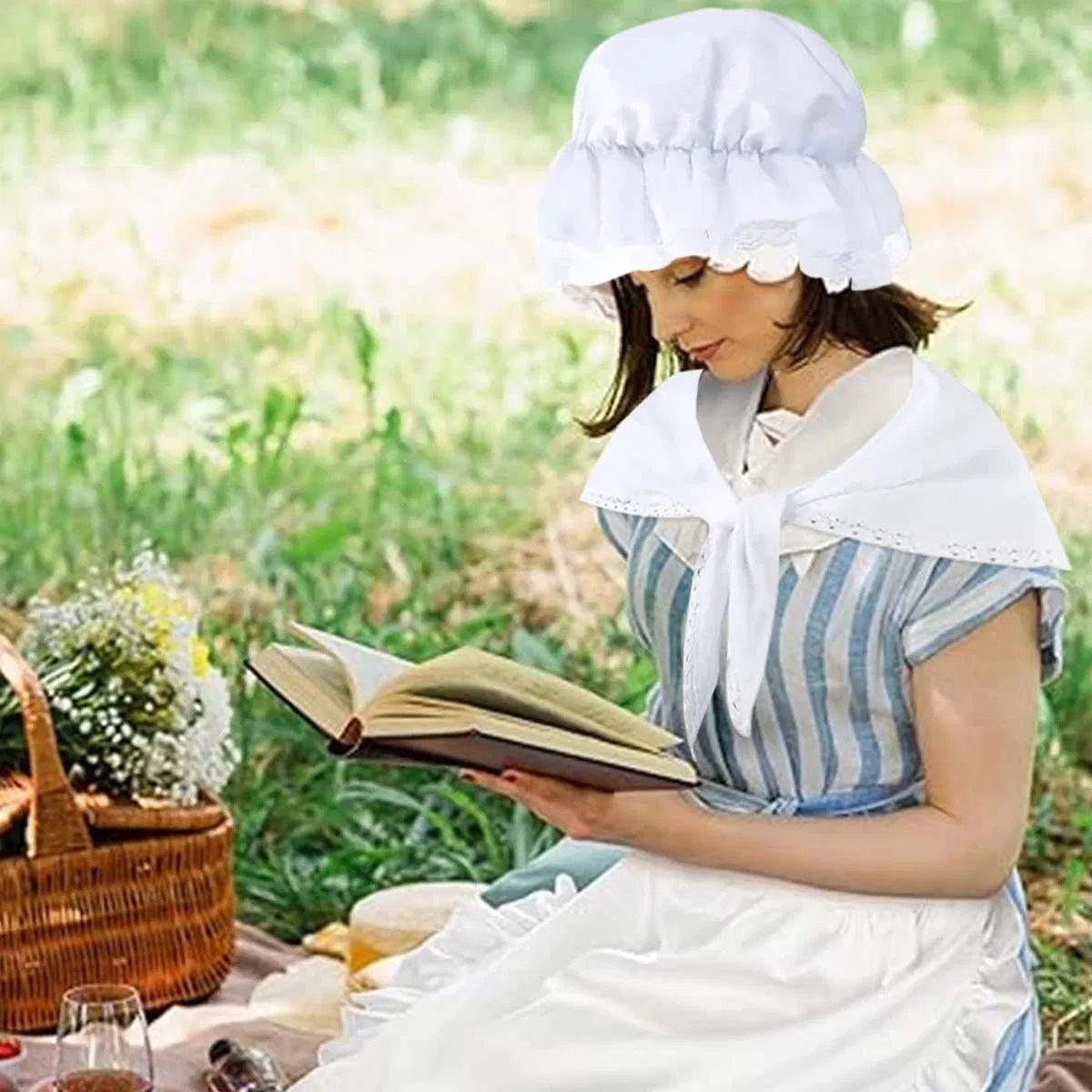 Three-Piece Set of Maid Apron, Hat, Shawl Apron, Lace Maid Apron, Lolita Cute Princess Style Apron