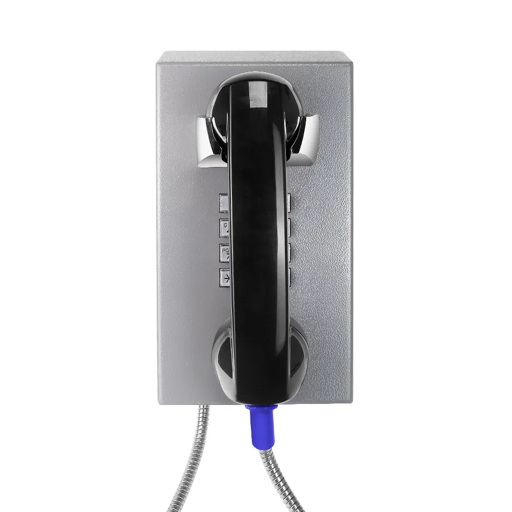Robust Steel Wall Phone with Dial Pad and Armored Cord