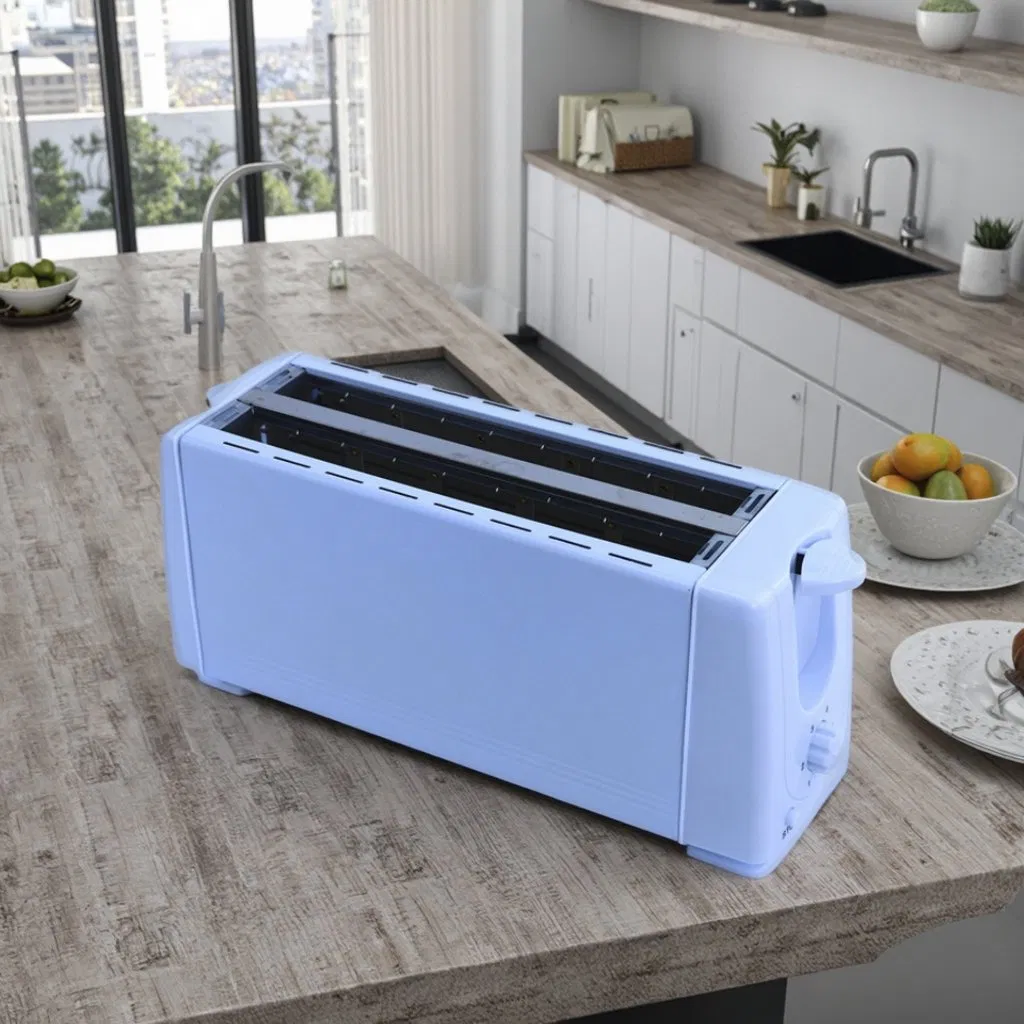 Automatic White Plastic Housing Electric Bread Toaster Slice Snap Open Crumb Tray Pop-up Mechanical Timer for Household Sandwich