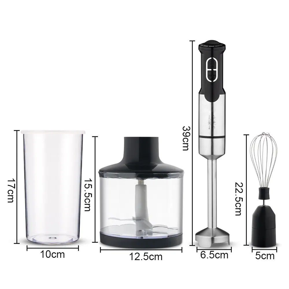 500 Watt 9-Speed Immersion Multi-Purpose Hand Blender Brushed Stainless Steel Finish with Whisk, Milk Frother Attachments, Silver