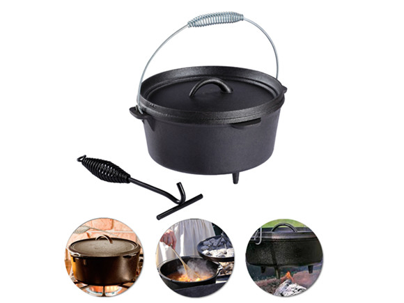 Чугунная глубокая жаровня-духовка для кемпинга