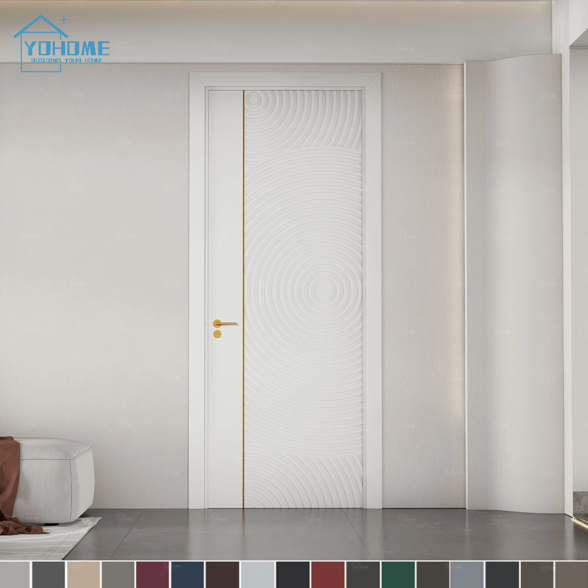 England Inside Doors for Houses Luxury House Wooden Interior Door Modern Soundproof Bedroom Internal Doors with Metallic Inlay