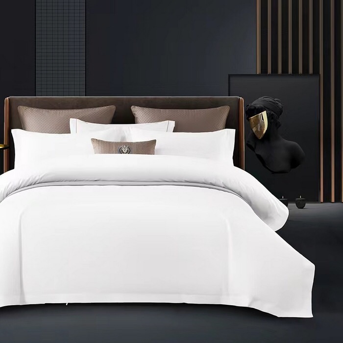 Microfiber Polyester Plain White Hotel Bedding Four-Piece Set Customized Hotel Home Textile Homestay Supplies King Bed Sheets Duvet Quilt Cover Bedding Set