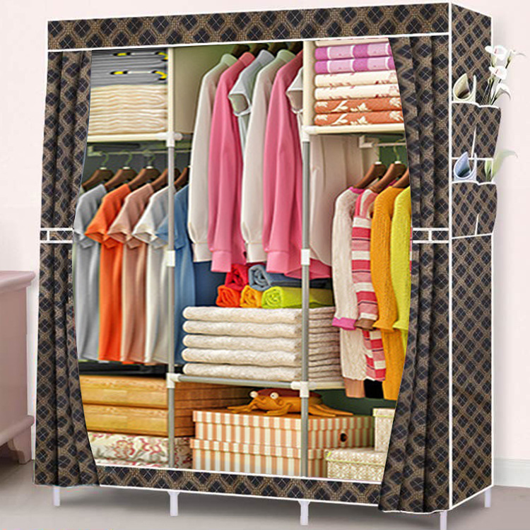 Costomized Steel Pipe Clothing Wardrobe Reinforcement Combination Simple Wardrobe Fabric Cabinet