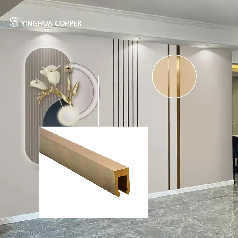 Premium Brass Extruded Profiles with Wooden Frame and Copper Inlays