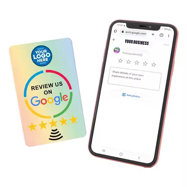 Custom NFC Display Stand Card with Google Review Qr Code Support