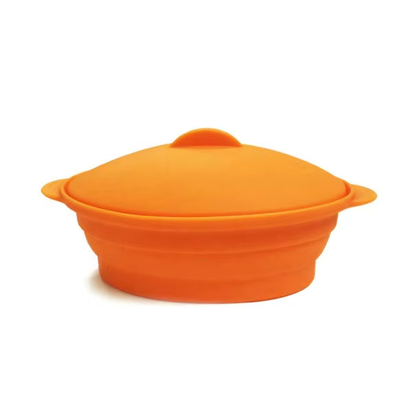 Large Collapsible Oval Microwave Steaming Steam Cooking Silicone Food Steamer with Lid Bowl