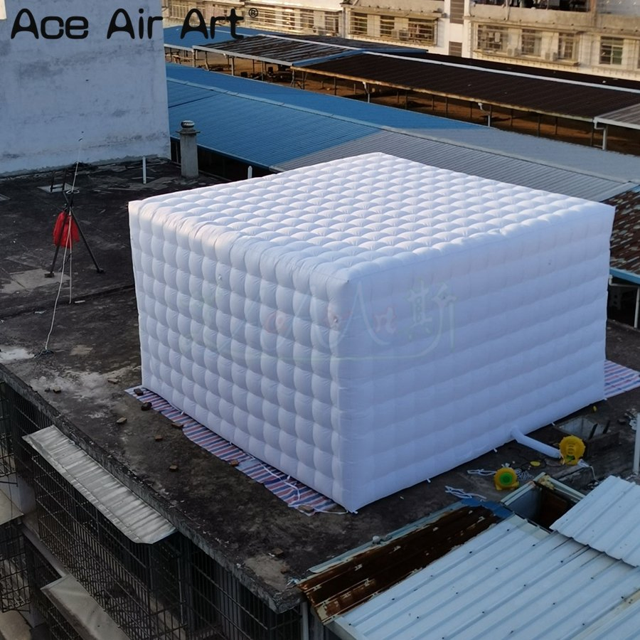 Customization 6mx6mx3.2mh Outdoor Inflatable Event Tents with LED Light White Inflatable Wedding Tent Inflatable Cube Party Tent