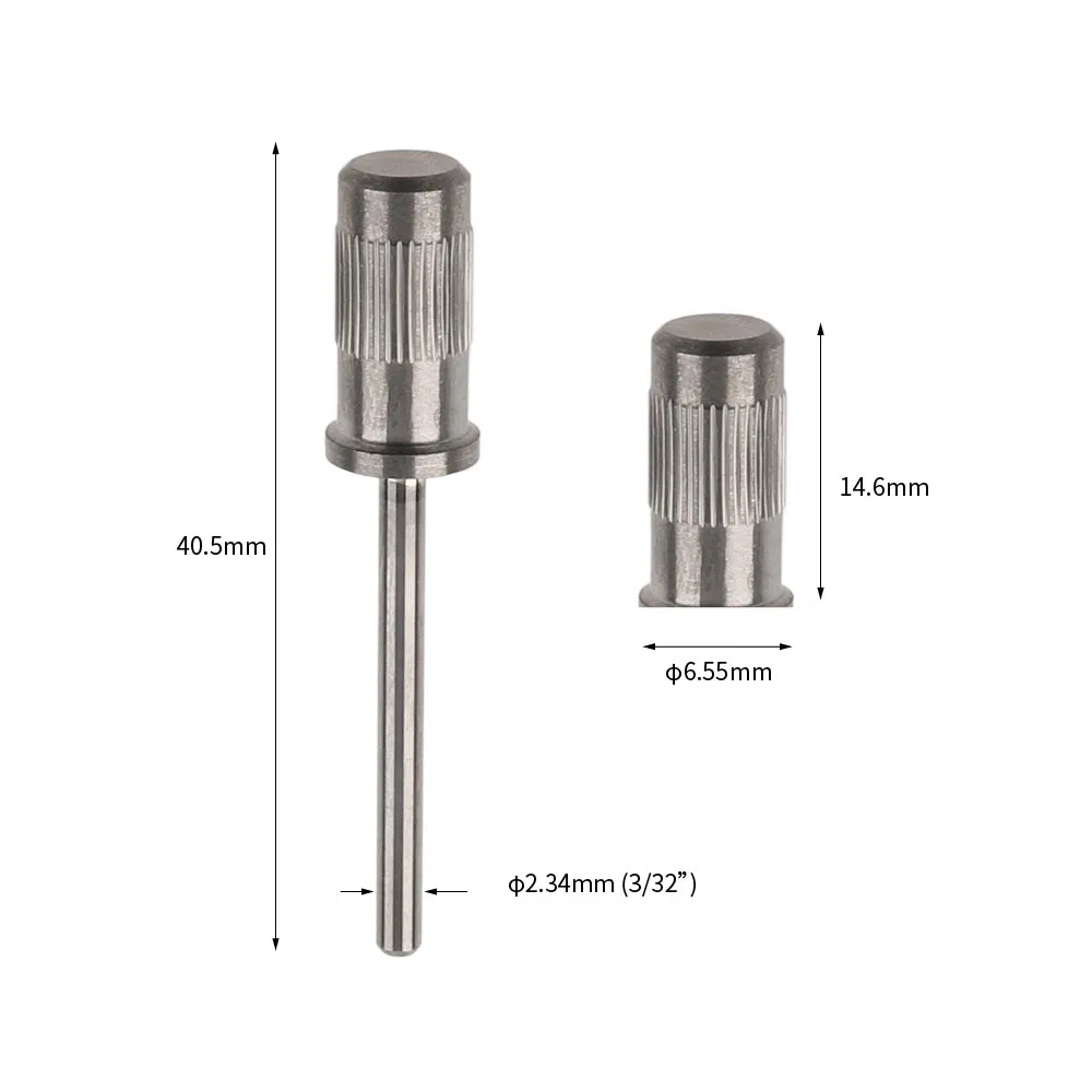 Nail Drill Bit Tip Sanding Band Stainless Steel Mandrel Rubber Holder