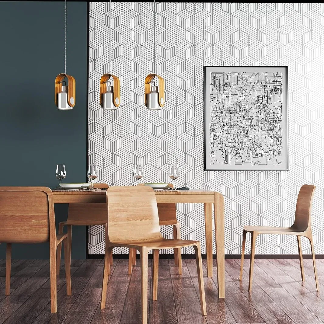 Vinyl Film Geometric Pattern Hexagon Wallpaper