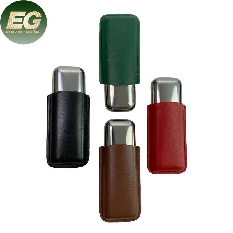 Ea535 Wholesale Leather Cigar Case Portable Travel Cigarette Waterproof Tobacco Storage Box Metal Customized Cases