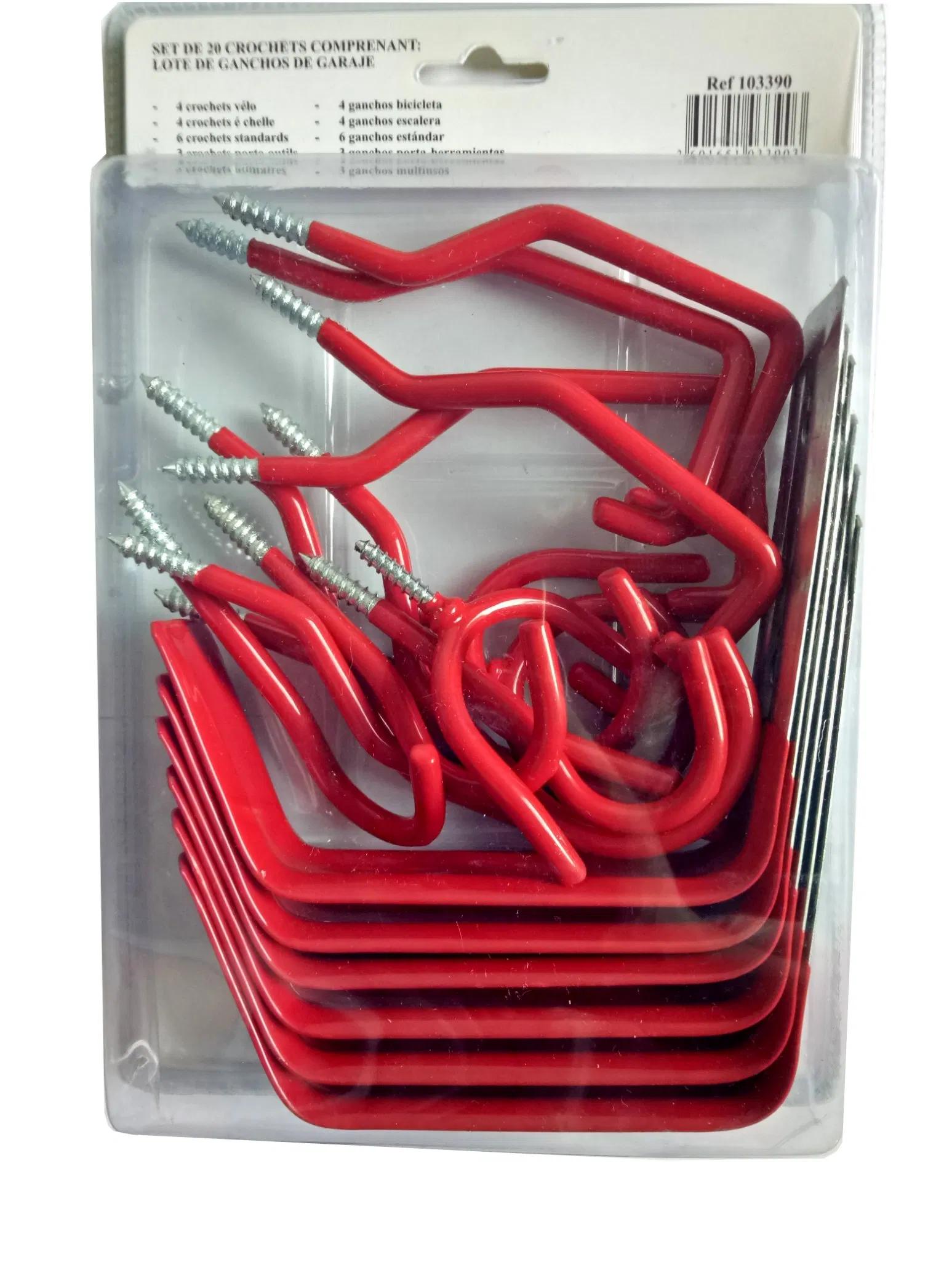 2-PC Set Wood Smooth Thread Vinyl Coated Crochets Comprenant Garage Hooks