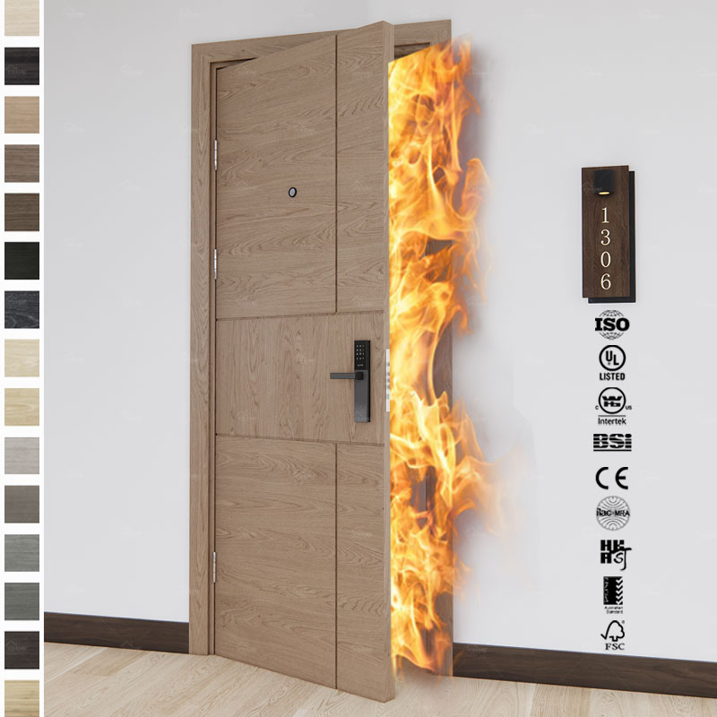European Hotel Engineering En BS CE Certified Fire Resistant Doors Prehung Fd30 Fire Door UK Hotel Room Interior Fire Rated Door