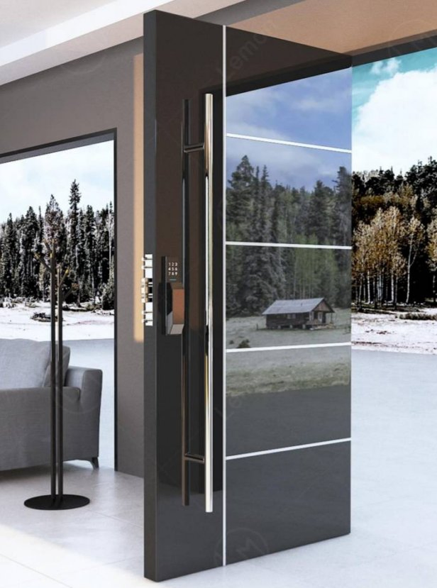 Modern Metal Sliding Door with Green Anodized Surface Treatment Entrance Door