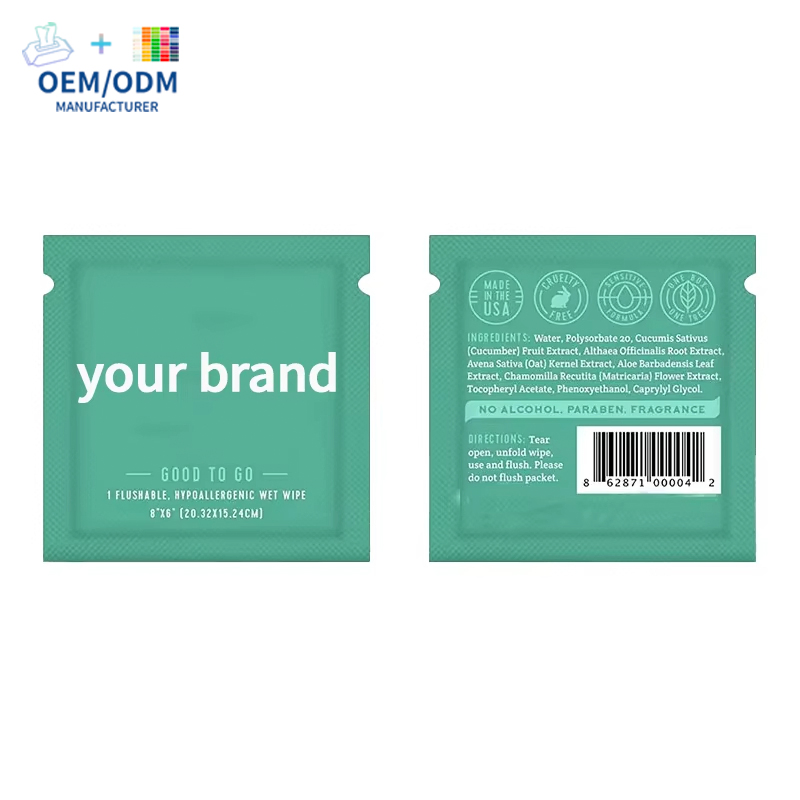 Custom Box Soft Biodegradable Bamboo Organic Single Piece Wet Toilet Wipes Flushable Portable Men's Care Individually Wrapped Wipes