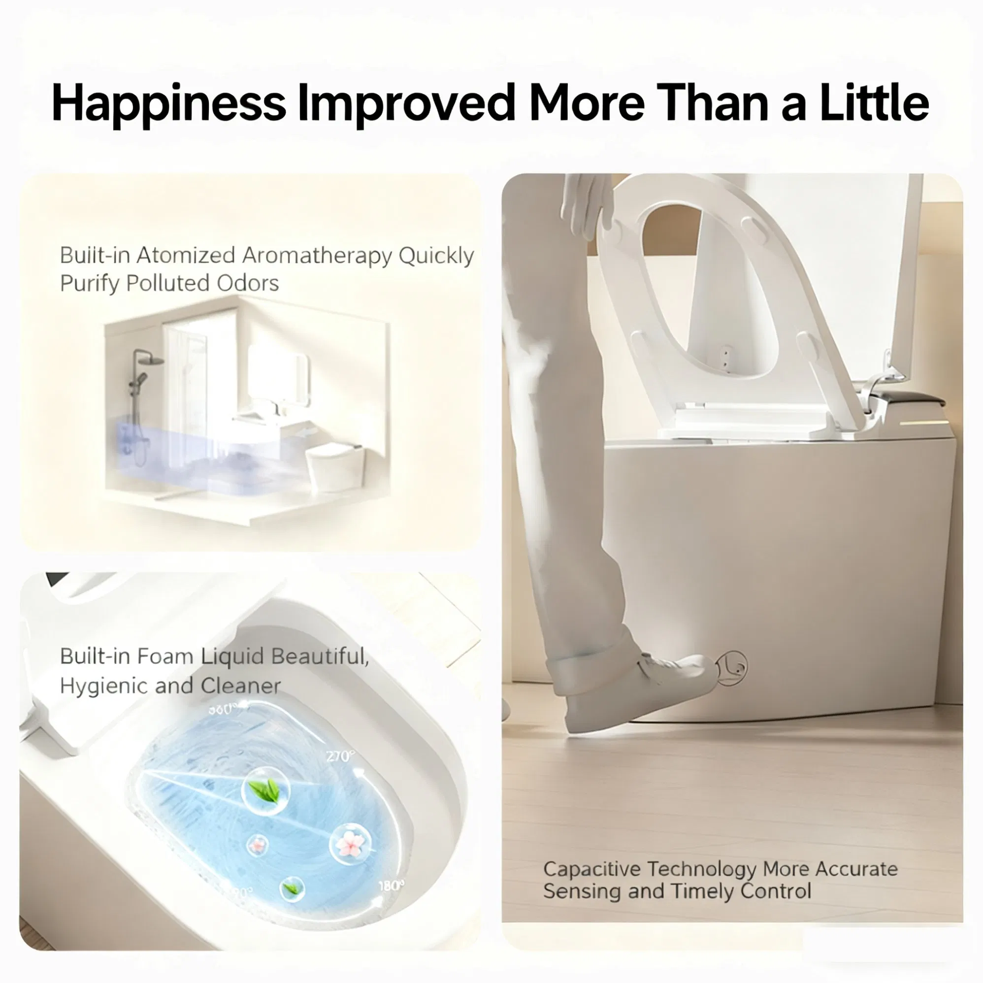 Automatic Smart Toilet with Integrated Sterilization, Self-Closing Lid, Instant Heating, Water Pressure-Free Design, and Built-in Foam Shield