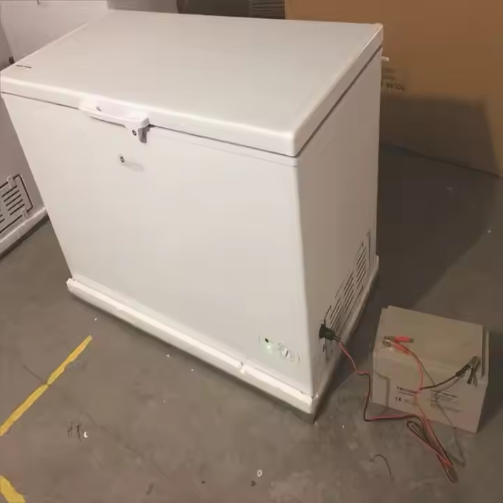 DC Power 150L Deep Ice Cream Refrigerator Curved Sliding Glass Door Freezer