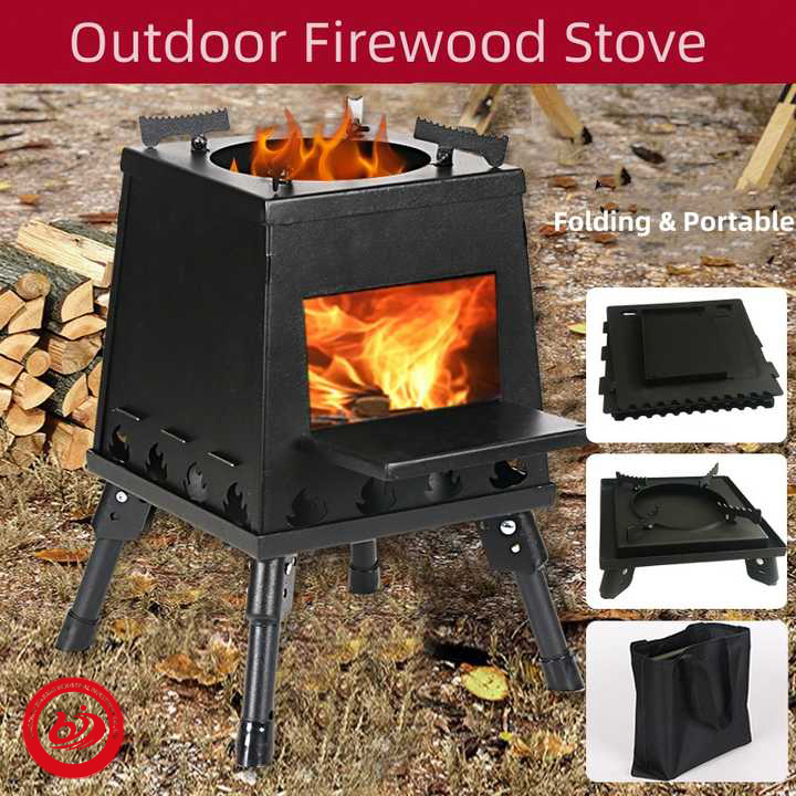Wholesale Customization Barbecue Portable Outdoor Picnic Camping Stove Wood Burning Warming Folding Stove Fire Pit