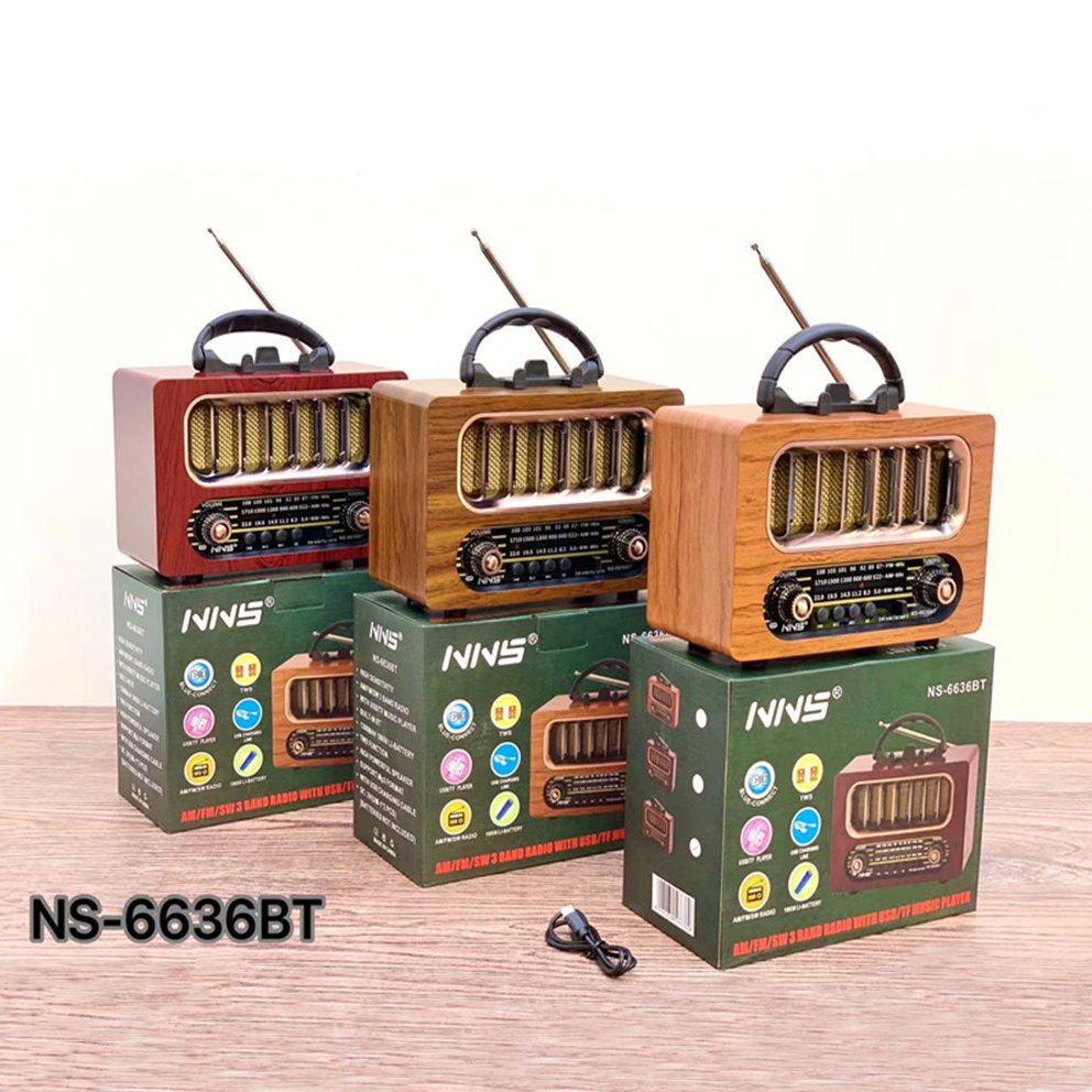 Ретро радио NS-6636BT с Bluetooth, деревянный корпус