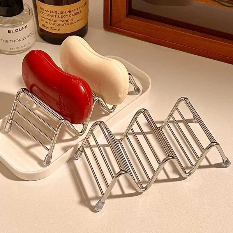 Simple Stainless Steel W-Shaped Storage Rack for Bathroom Drain Storage