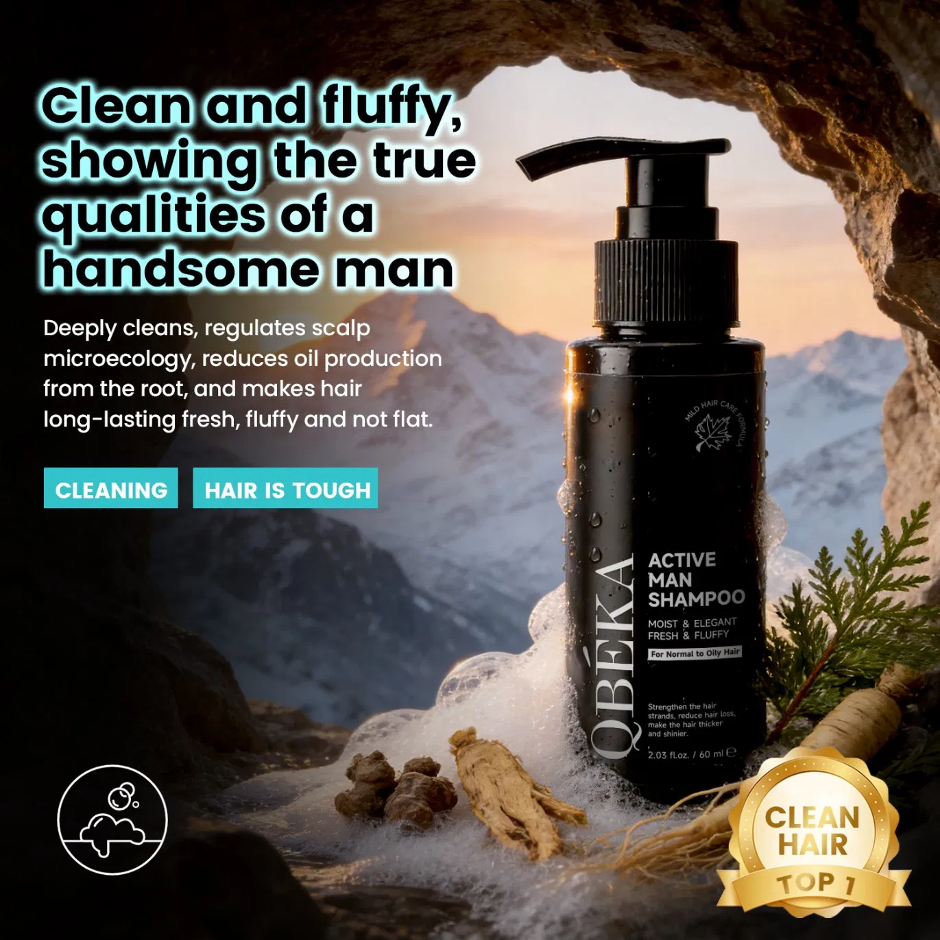 Hot-Selling Men's Shampoo Anti Dandruff Oil Control Anti Hair Loss Volumizing Refreshing