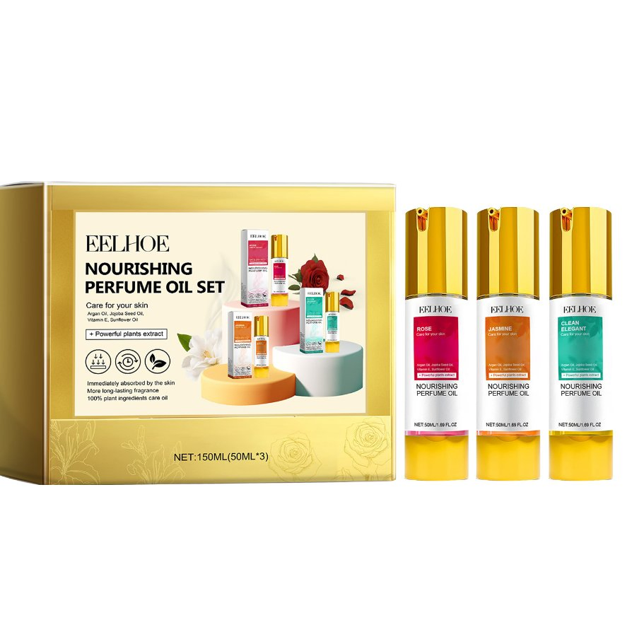 Online Wholesale and Retail 3 PCS Pack Perfumes Gift Set Women's Fresh Nourish Perfume Long Lasting Keep Fragrance Essential Smoothing Perfume Oil Set