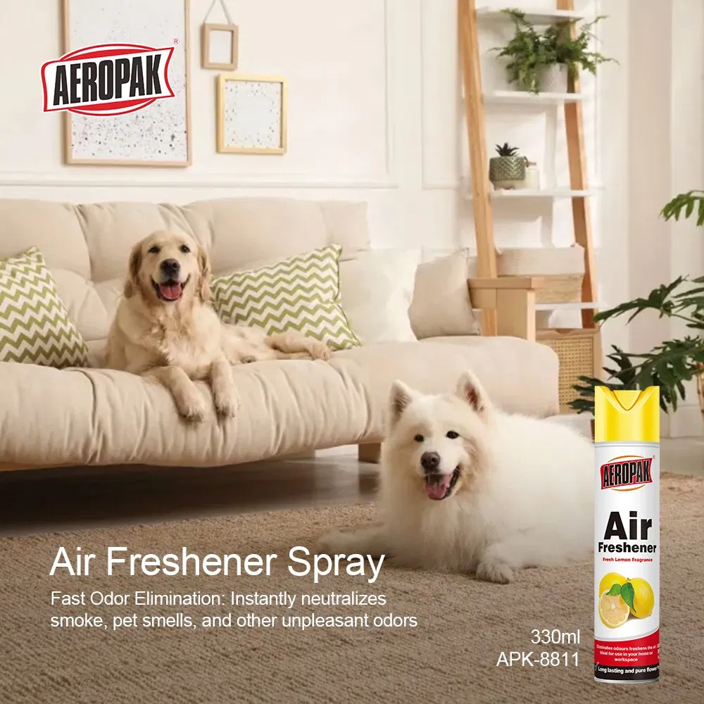 Aeropak 330ml Aerosol Lemon Scent Pet Odor Removal Carpet Odor Remover Air Freshener Spray