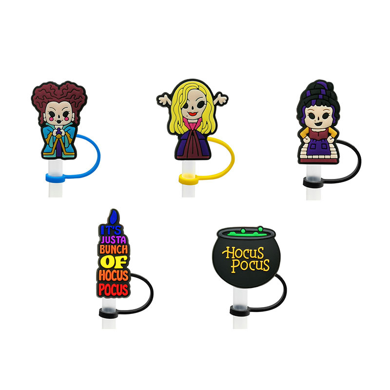Witch Cartoon Straw Sleeve, Straw Cap, Silicone Dust Plug - Anime Party Decoration, Cross-Border Product, Slim Straw Accessories