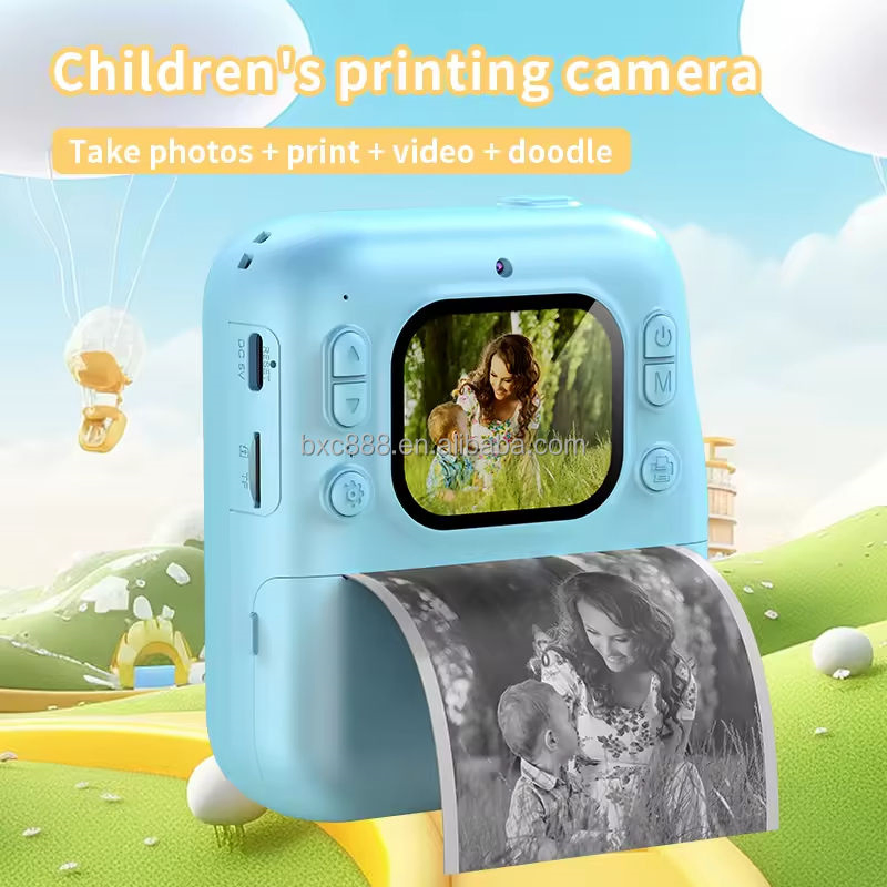 Digital Camera Toys with 2-Inch Display CMOS Imaging Sensor Custom 2.7K Fototoestel 4 Rolls Print Paper 2.88" Mini Kids Video Hot Selling Children Toys Gifts
