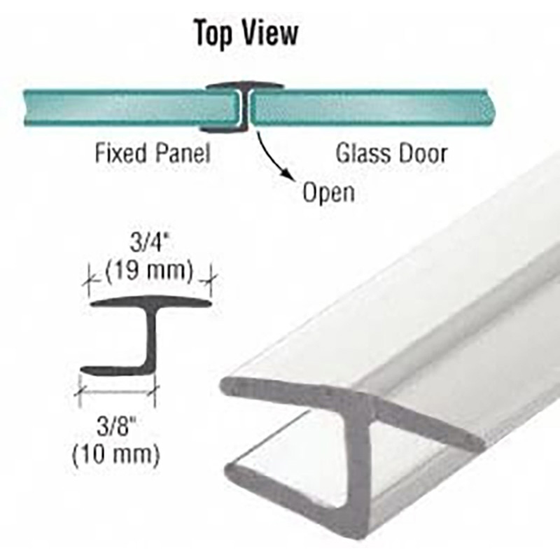 Polycarbonate "H" Jamb with Hard Leg for 180 Degree for 5/16" Glass - 95 in Long Shower Seal