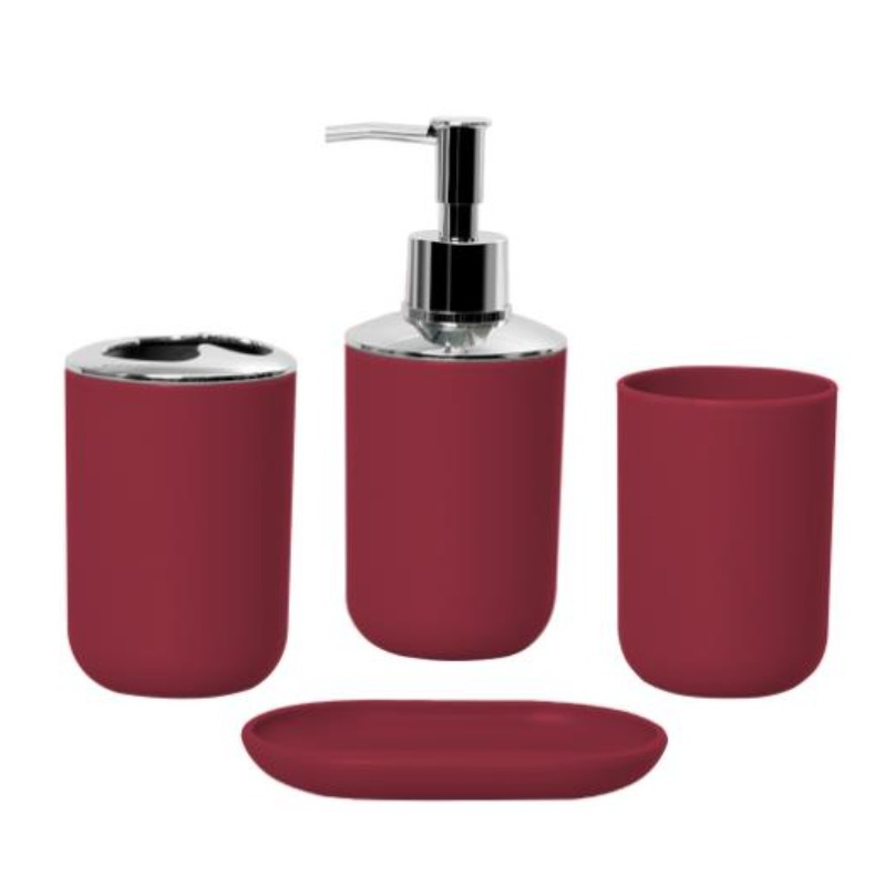 Multiple Colors Sanitary Ware Durable Plastic Luxury 4PCS Bathroom Accessories Set
