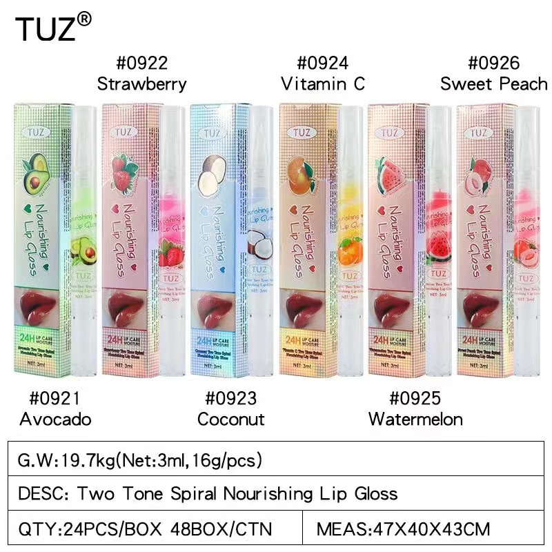 Hydrating Lip Gloss with Shine Two Tone Spiral Nourishing Lip Gloss